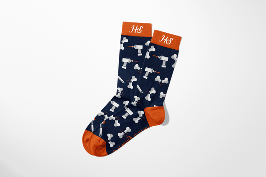 Orthopädische Socken mit Aufdruck „Gebrochene Knochen“ und „Hammer“ – perfekt für medizinisches Fachpersonal