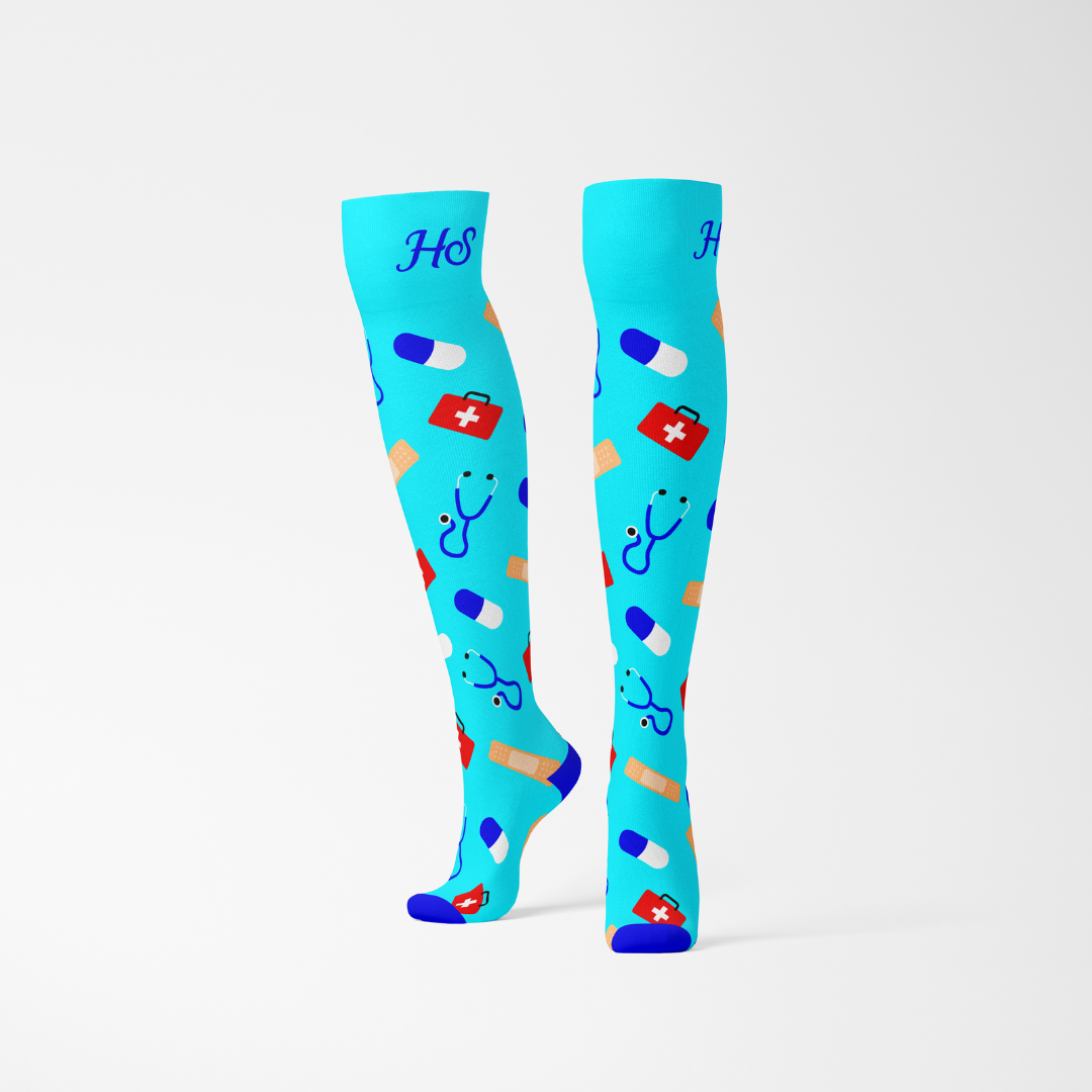 Kompressions-Pflege-Socken – Blaue Edition