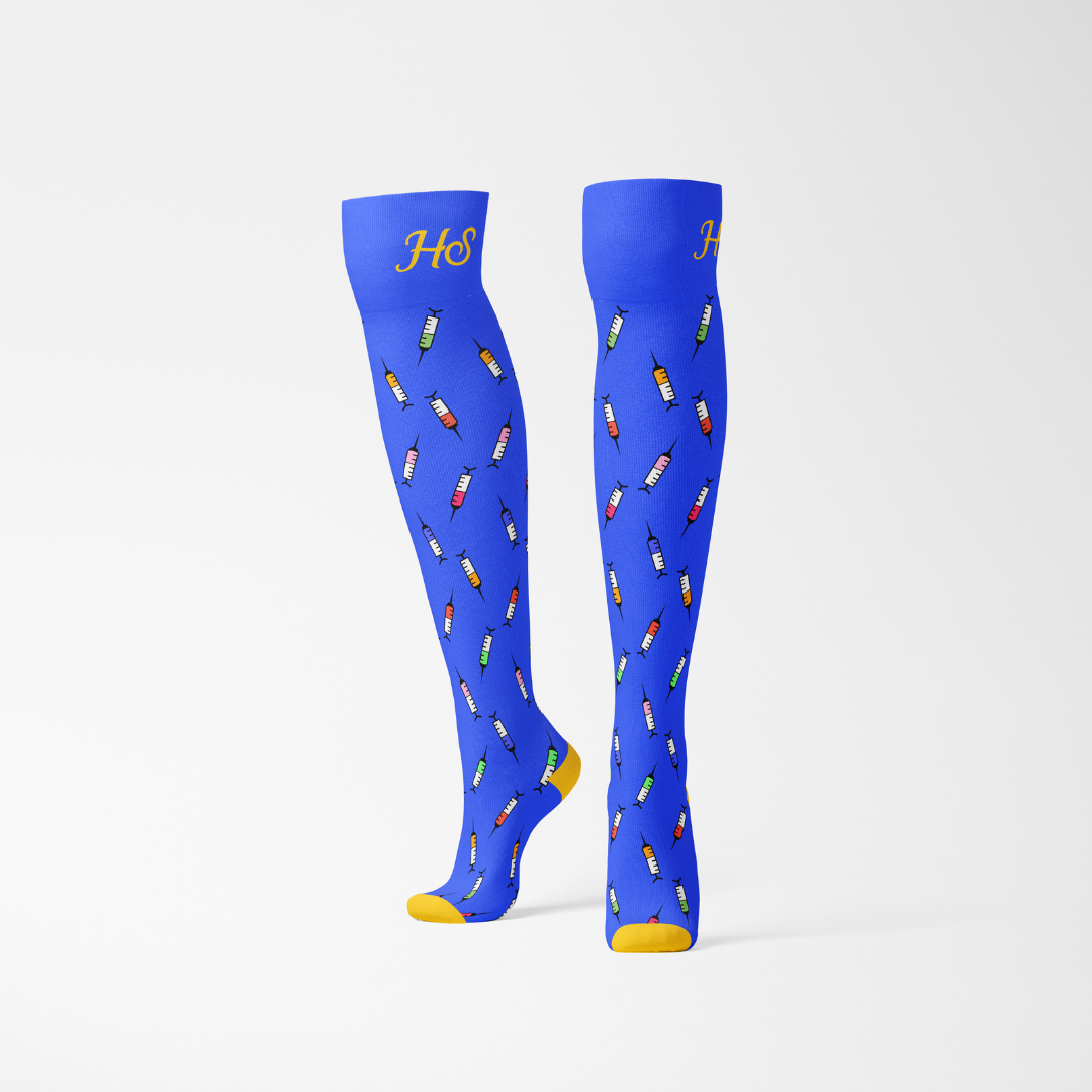 Kompressions-Spritzen-Socken – Blaue Edition